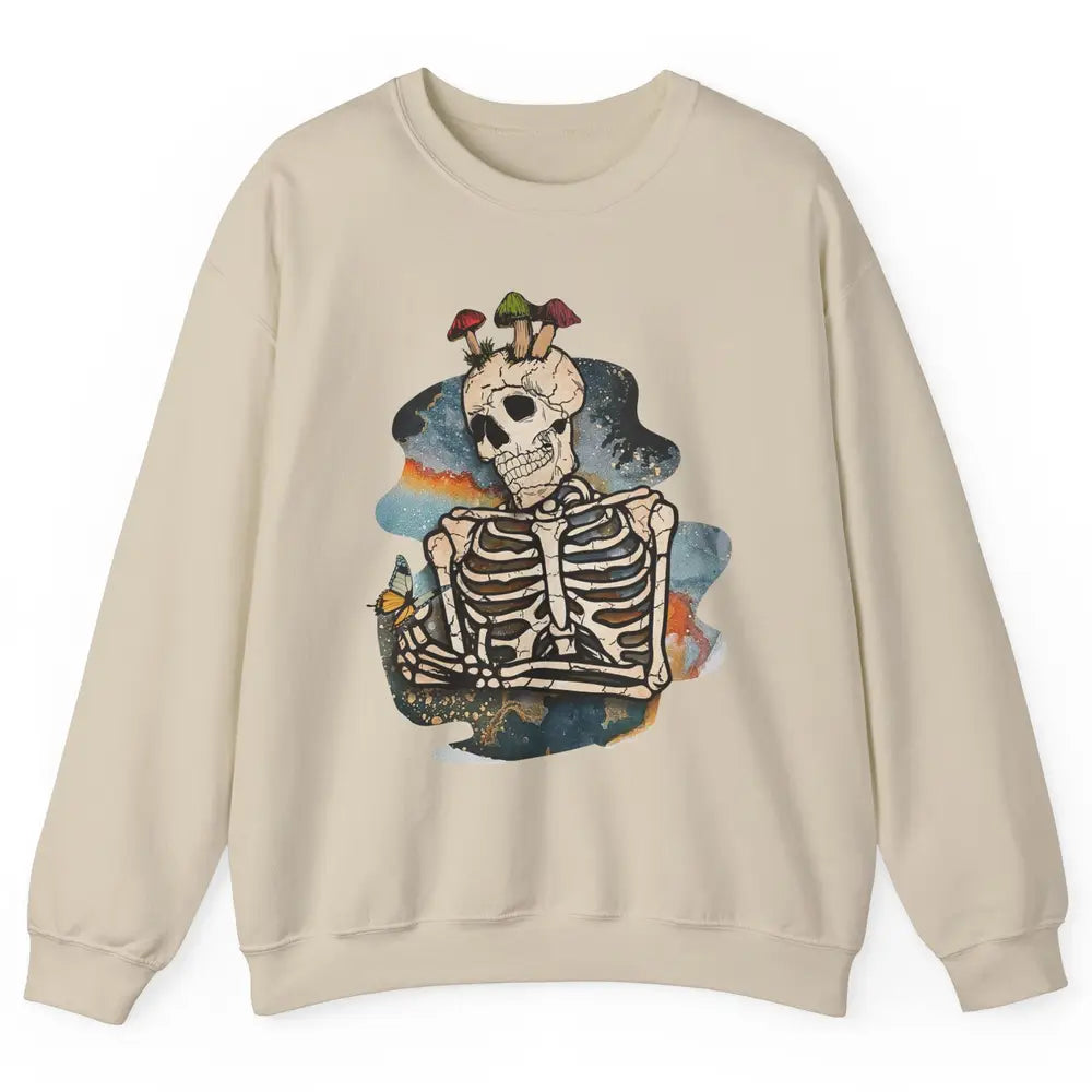 Vintage Skeleton Bundle Mushroom Plant Lovers Gardeners Gift Unisex Crewneck Sweatshirt