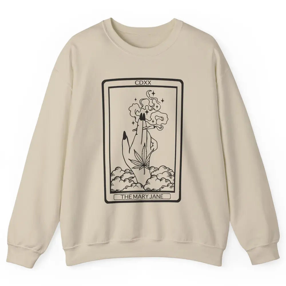 Vintage Weed Mary Jane Tarot Card Weed Smoker Smoking Lady Unisex Crewneck Sweatshirt