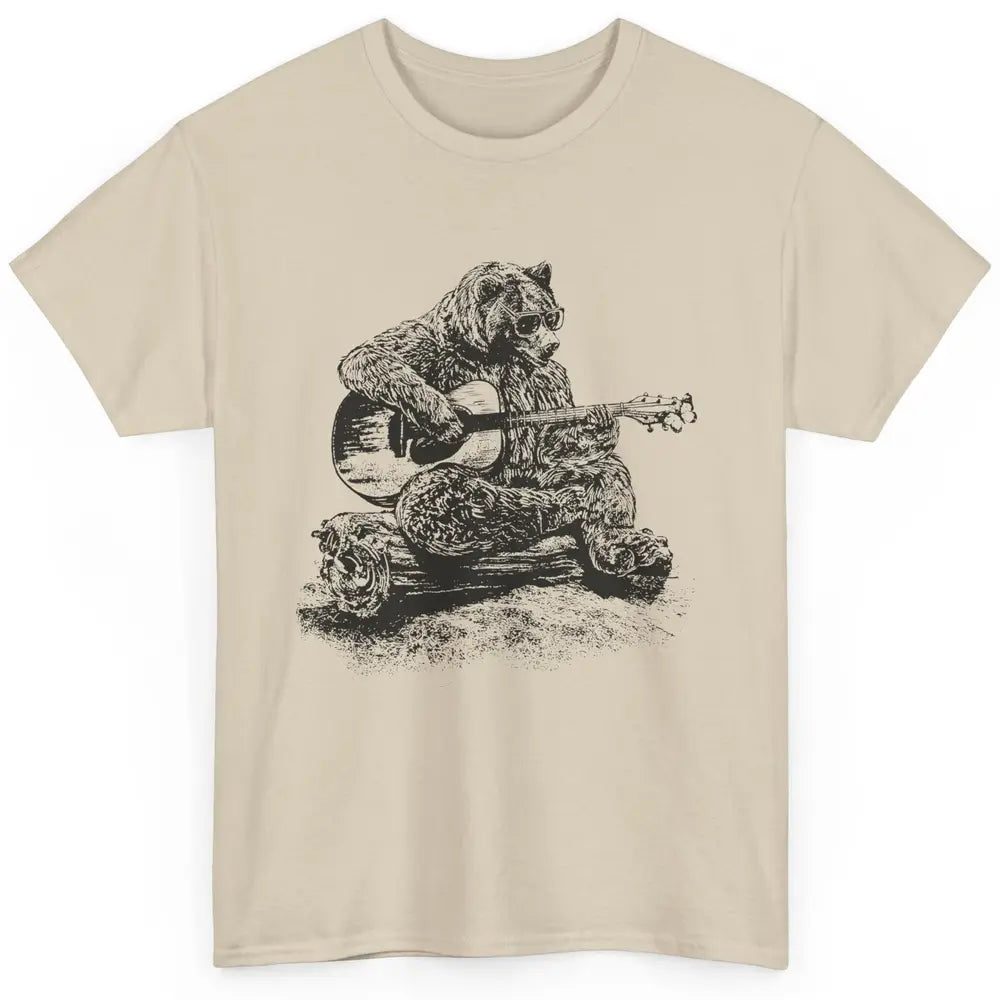 Funny Bear Playing Guitar Bear Guitarist Musician Bassist Classic Unisex T-Shirt