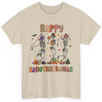 Funny Dancing Skeleton Happy Hallo-thank-mas Fall Pumpkin Classic Unisex T-Shirt