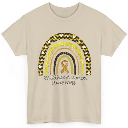 Childhood Cancer Awareness Support Rainbow Gold Ribbon Gift Classic Unisex T-Shirt