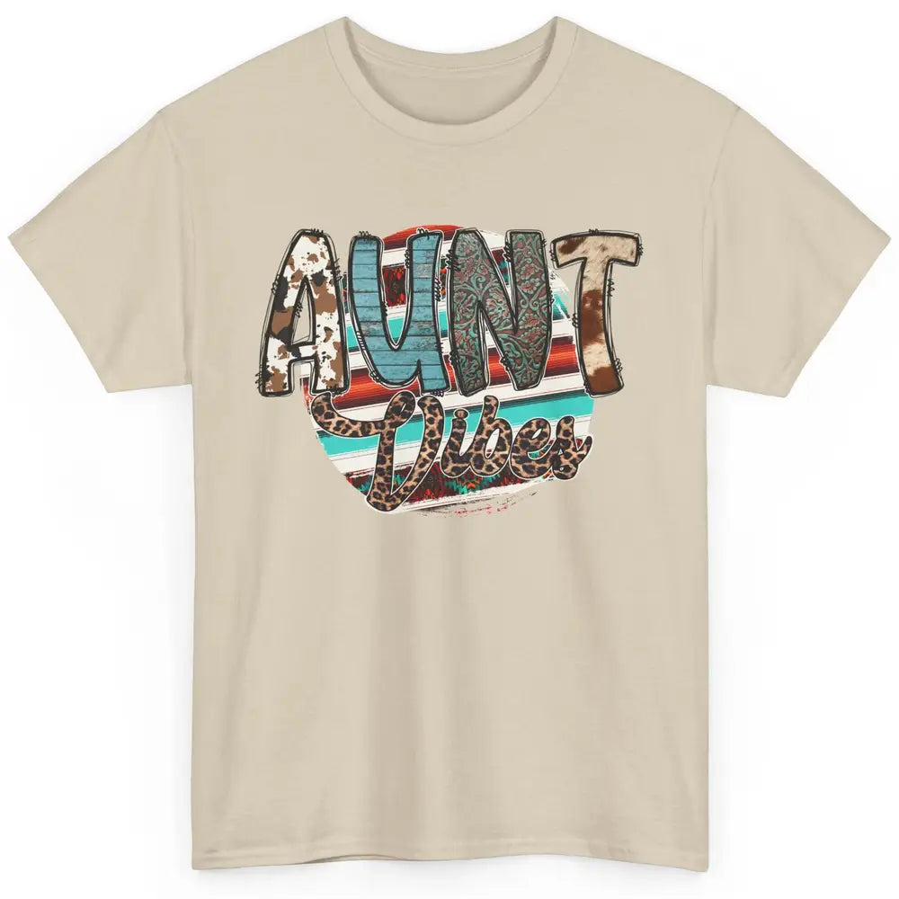 Aunt Vibes Cowhide Leopard Turquoise Western Country Auntie Classic Unisex T-Shirt