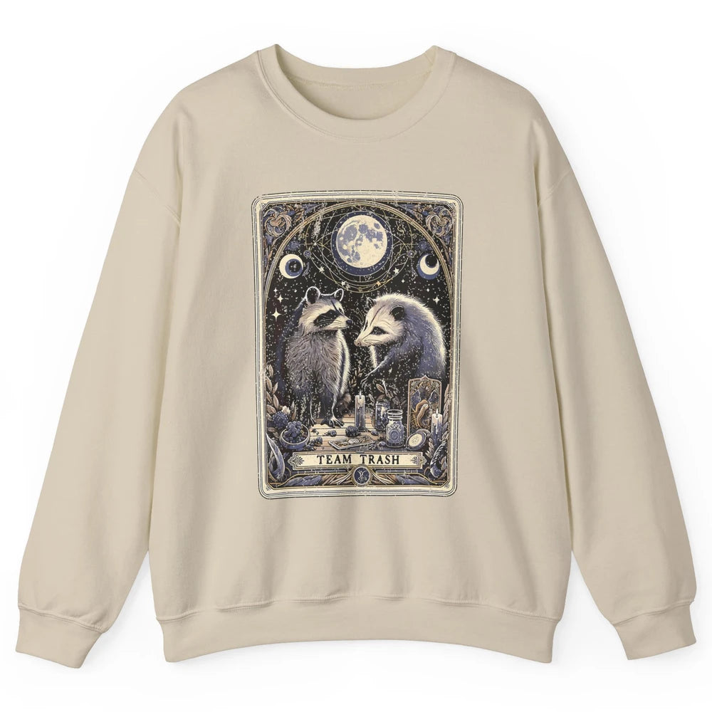 Team Trash Tarot Card Opossum Witchcraft Goth Possum Vintage Panda Raccoon Sarcastic Unisex Crewneck Sweatshirt