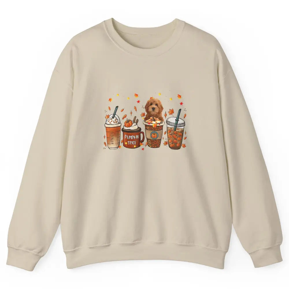 Golden Doodle Dog Fall Coffee Pumpkin Spice Dog Thanksgiving Unisex Crewneck Sweatshirt