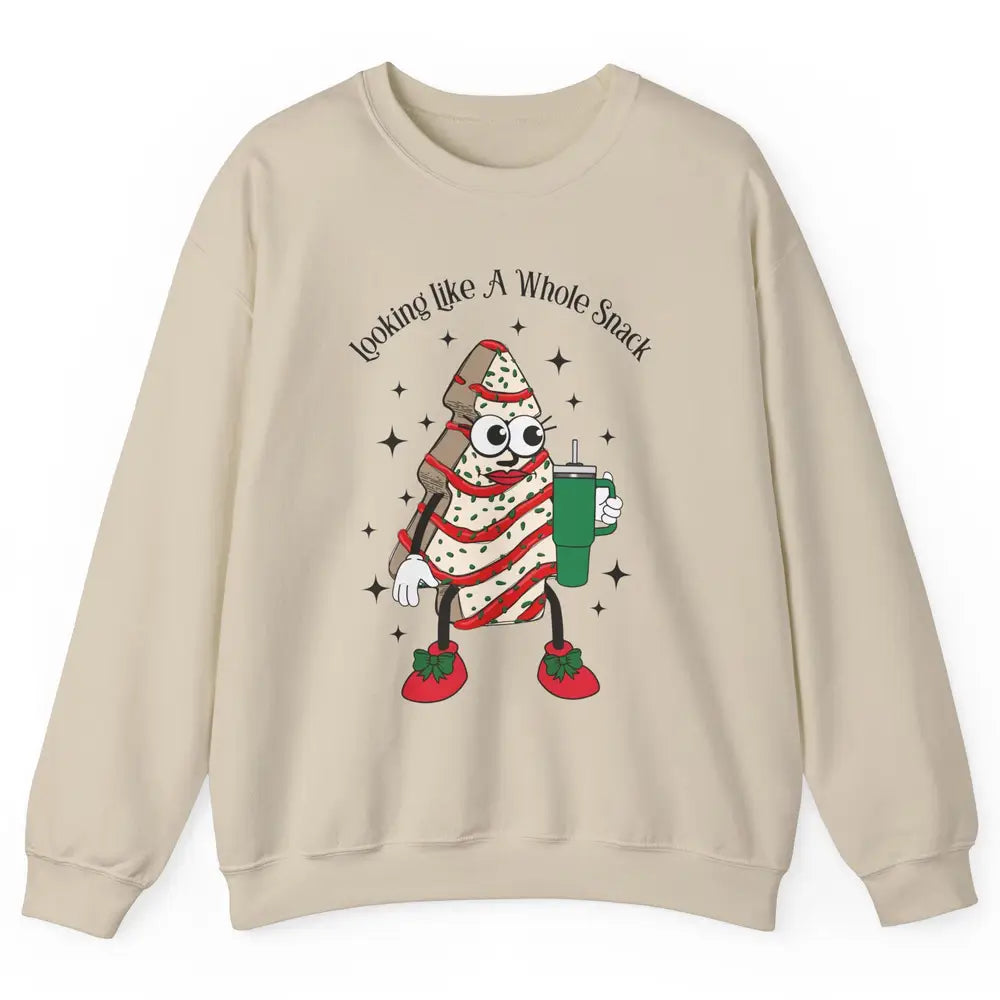 Funny Christmas Tree Cake Out Here Look Like A Snack Unisex Crewneck Sweatshirt