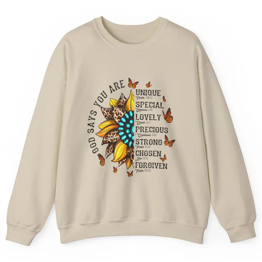 Sunflower Jesus Faith Christian God Bible Verse Religious Unisex Crewneck Sweatshirt