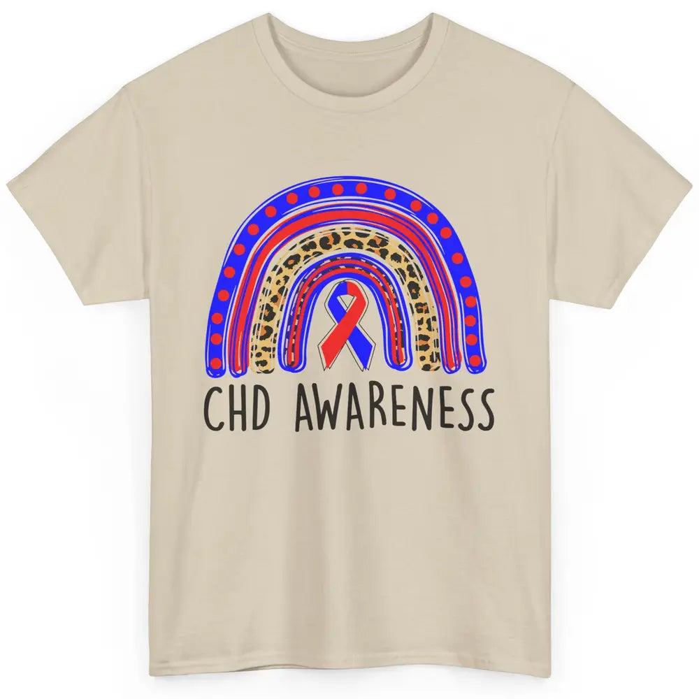 CHD Congenital Heart Disease Awareness Leopard Rainbow Gift Classic Unisex T-Shirt