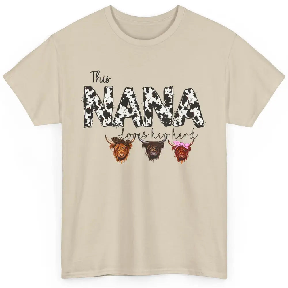 Cowhide This Nana Love Her Herd Highland Cow Western Grandma Classic Unisex T-Shirt