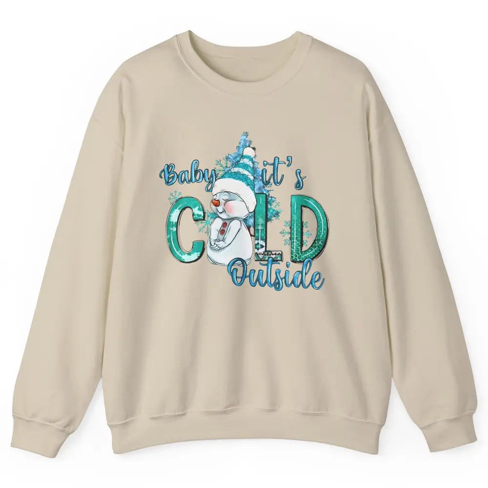 Christmas Cute Snow Man It's Cold Outside Freezing Season Unisex Crewneck Sweatshirt