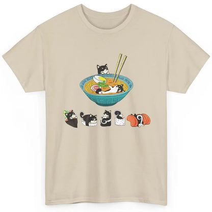 Funny Black Shiba Inu Sushi Ramen Bowl Japanese Kawaii Dog Classic Unisex T-Shirt