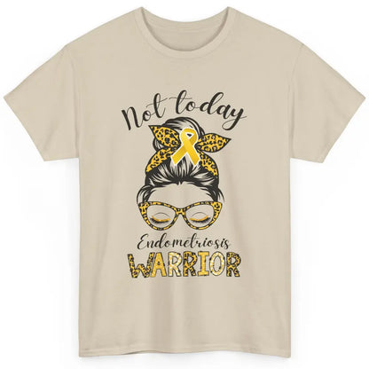 Endometriosis Awareness Leopard Messy Bun Not Today Warrior Classic Unisex T-Shirt