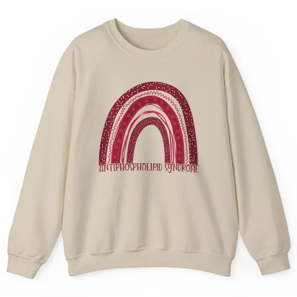 Antiphospholipid Syndrome Awareness APS Burgundy Rainbow Unisex Crewneck Sweatshirt