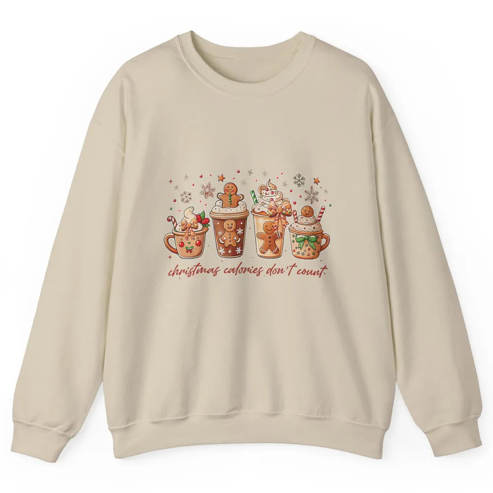 Christmas Calories Not Count Funny Gingerbread Coquette Coffee Xmas Unisex Crewneck Sweatshirt