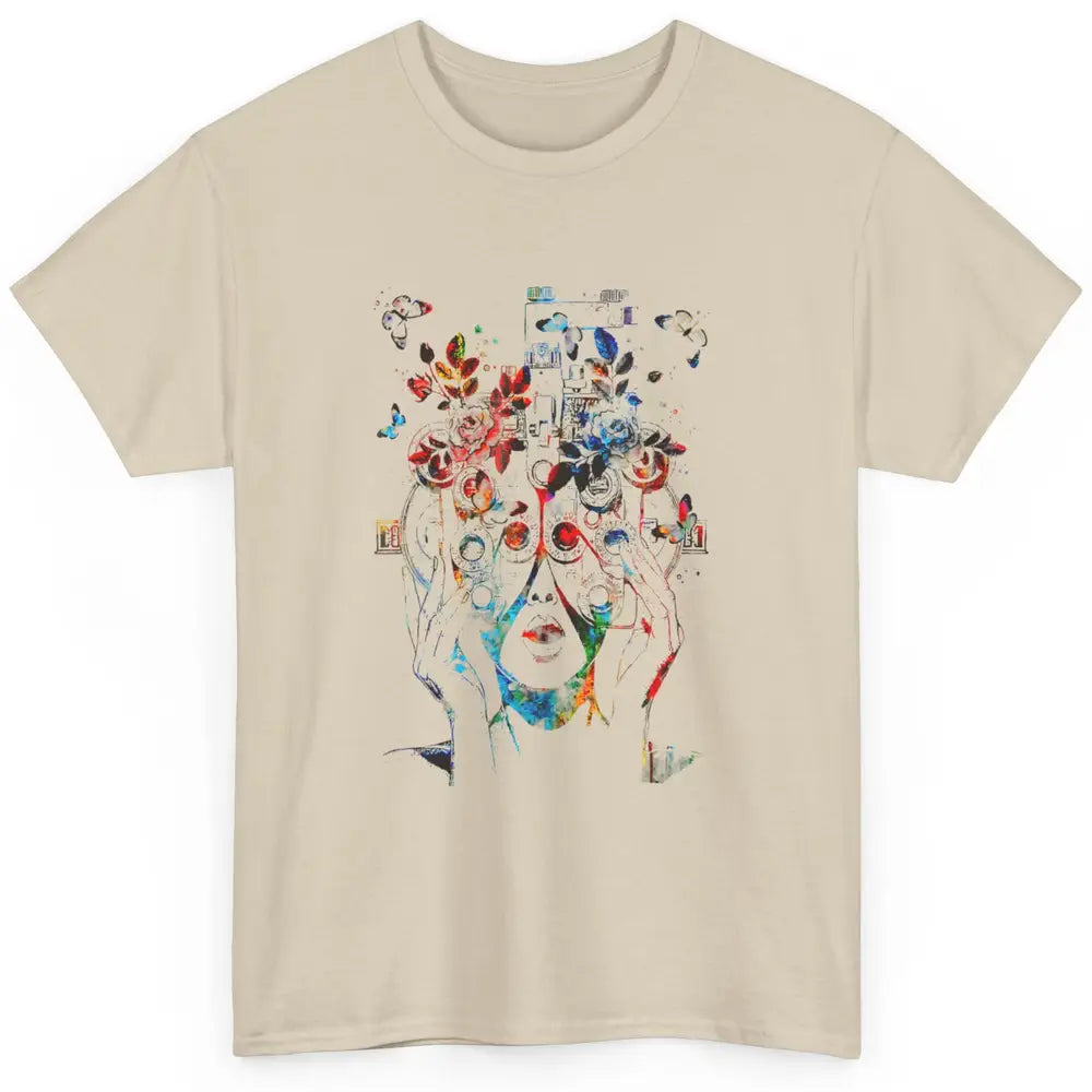 Cute Floral Phoropter Woman Optometrist Eye Anatomy Optician Classic Unisex T-Shirt