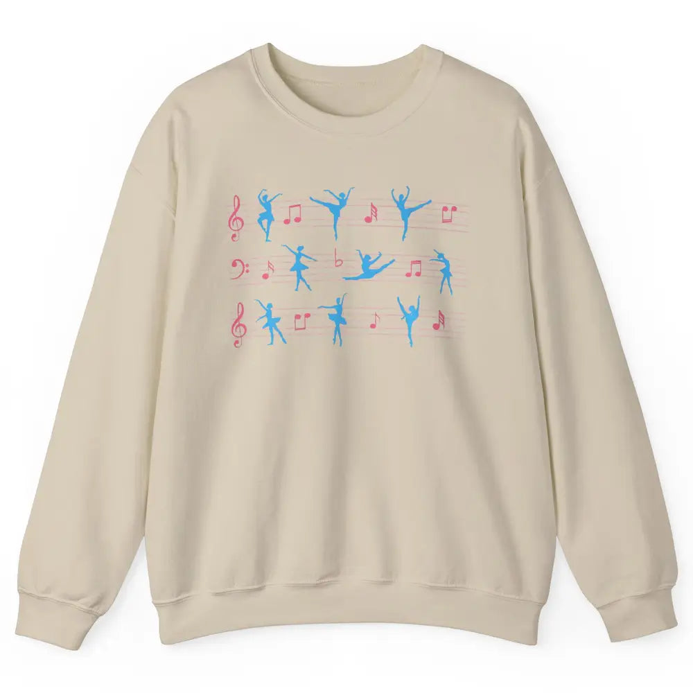 Ballet Dancer Ballerina Pointer Feet Musical Notes Dancing Unisex Crewneck Sweatshirt