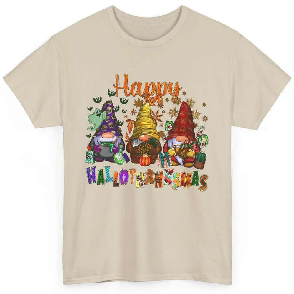 Pumpkin Gnomes Hallo-thank-mas Halloween Thanksgiving Xmas Classic Unisex T-Shirt