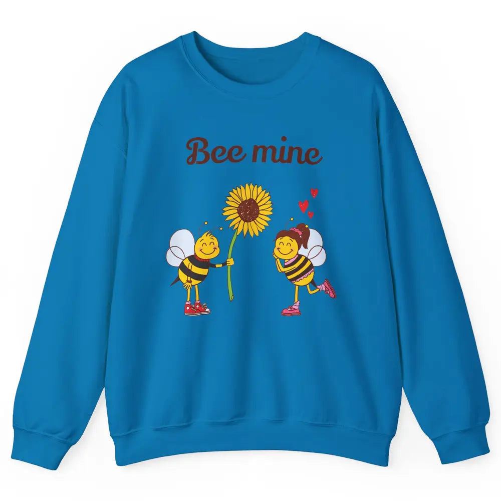 Bee Mine Love Valentine's Day Couple Romantic Bee Love Unisex Crewneck Sweatshirt