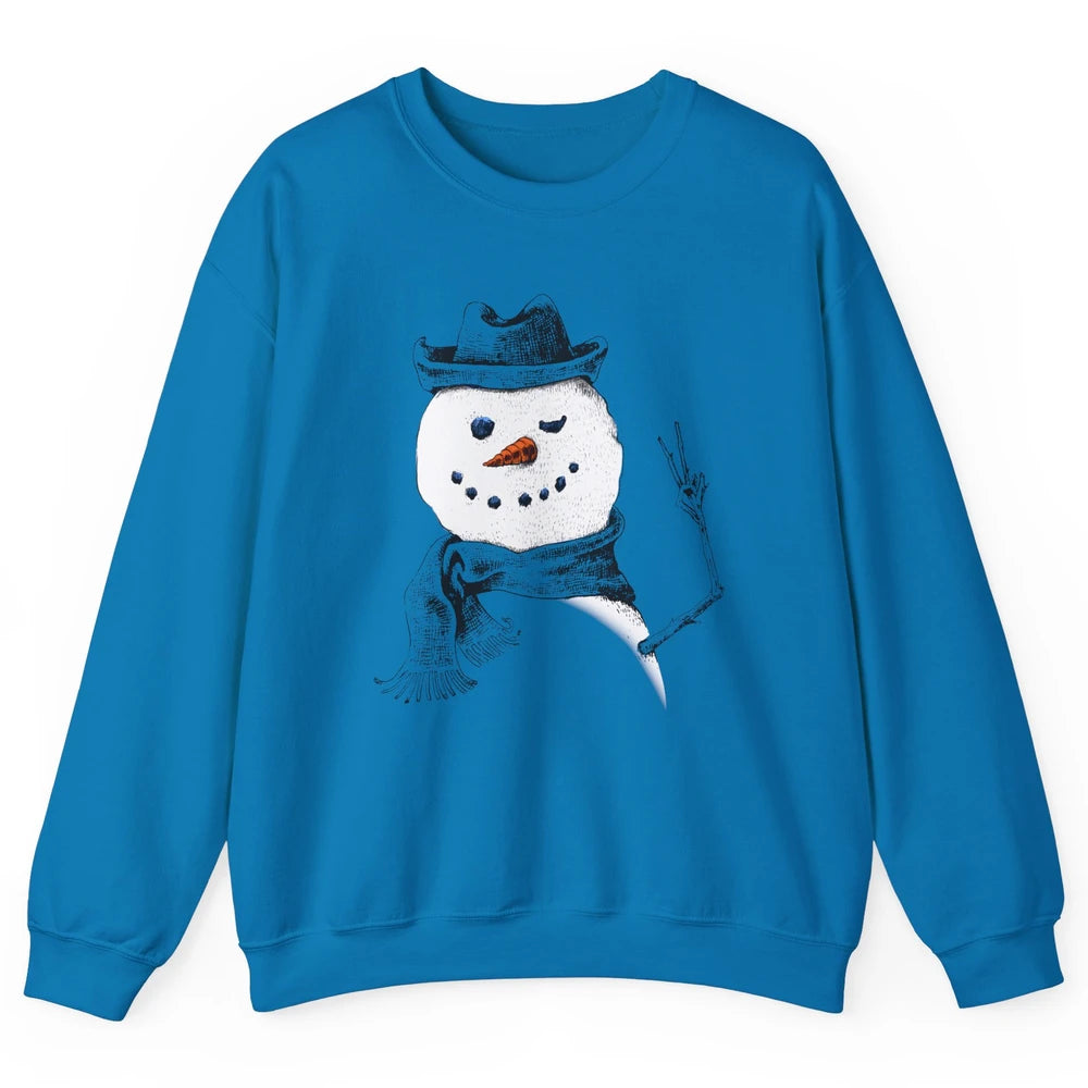 Snowman Peace Sign Christmas Snow Frosty Winter Xmas Gift Unisex Crewneck Sweatshirt