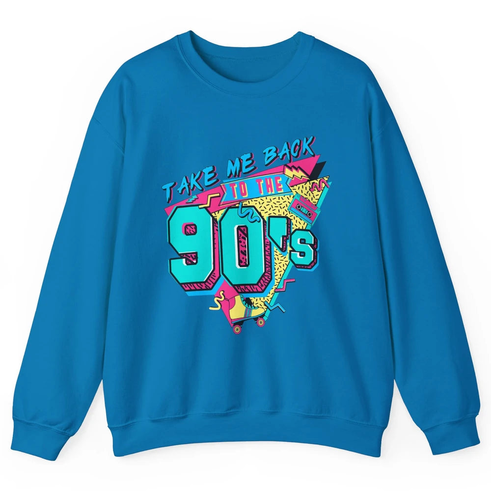 Vintage Take Me Back To The 90s Cassette Retro Rainbow Child Unisex Crewneck Sweatshirt