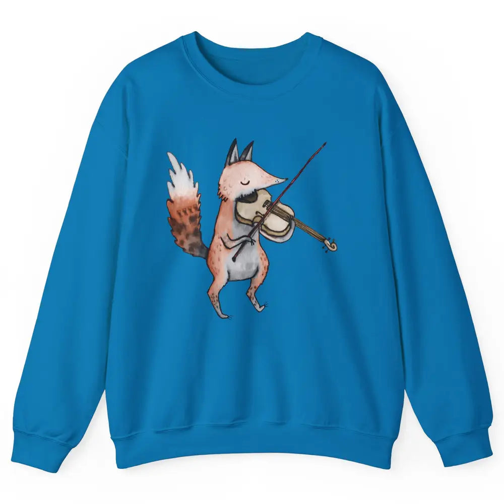 Vintage Fox Playing Violin Funny Violinist Musician Gift Unisex Crewneck Sweatshirt