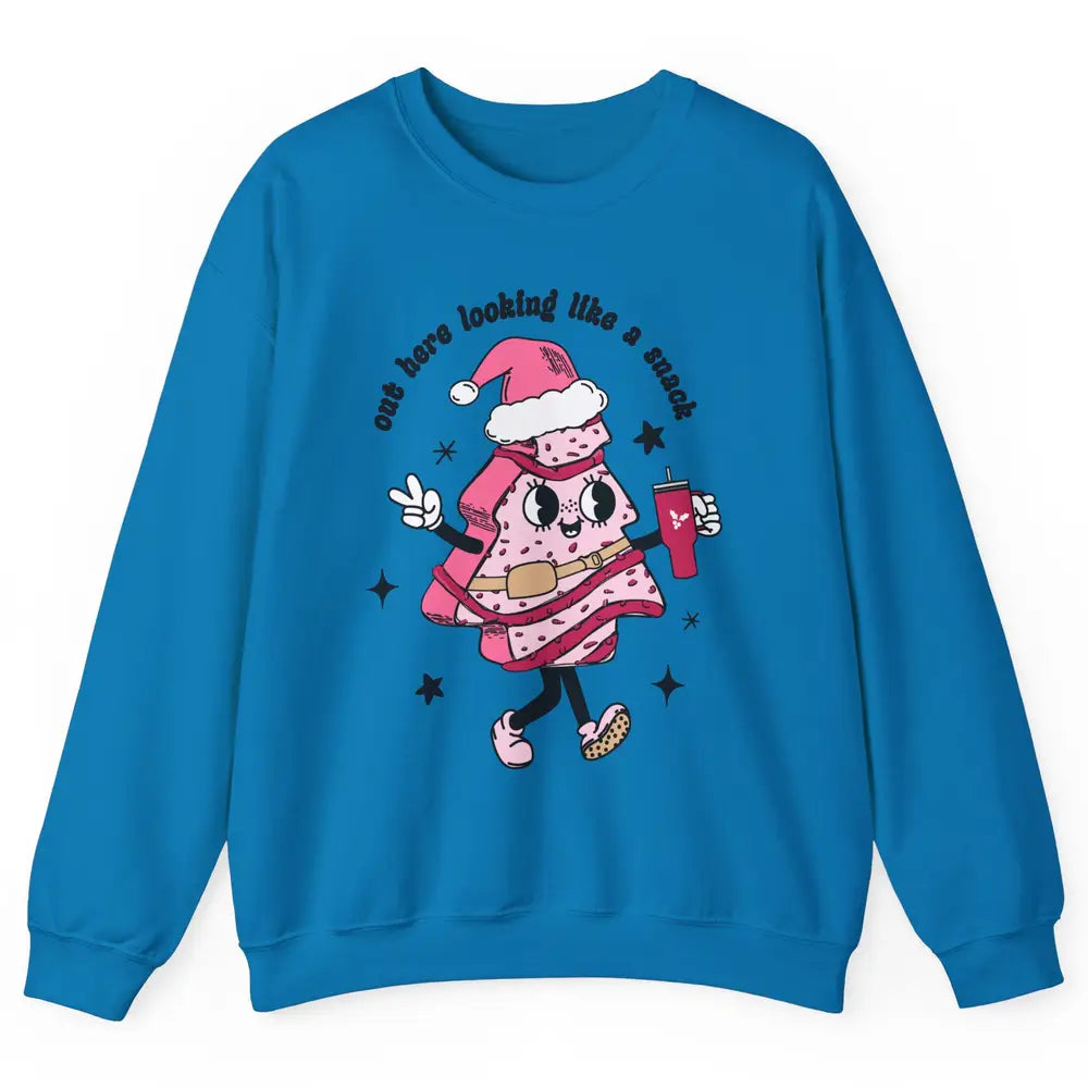 Funny Boo-jee Christmas Tree Cake Out Here Look Like A Snack Unisex Crewneck Sweatshirt