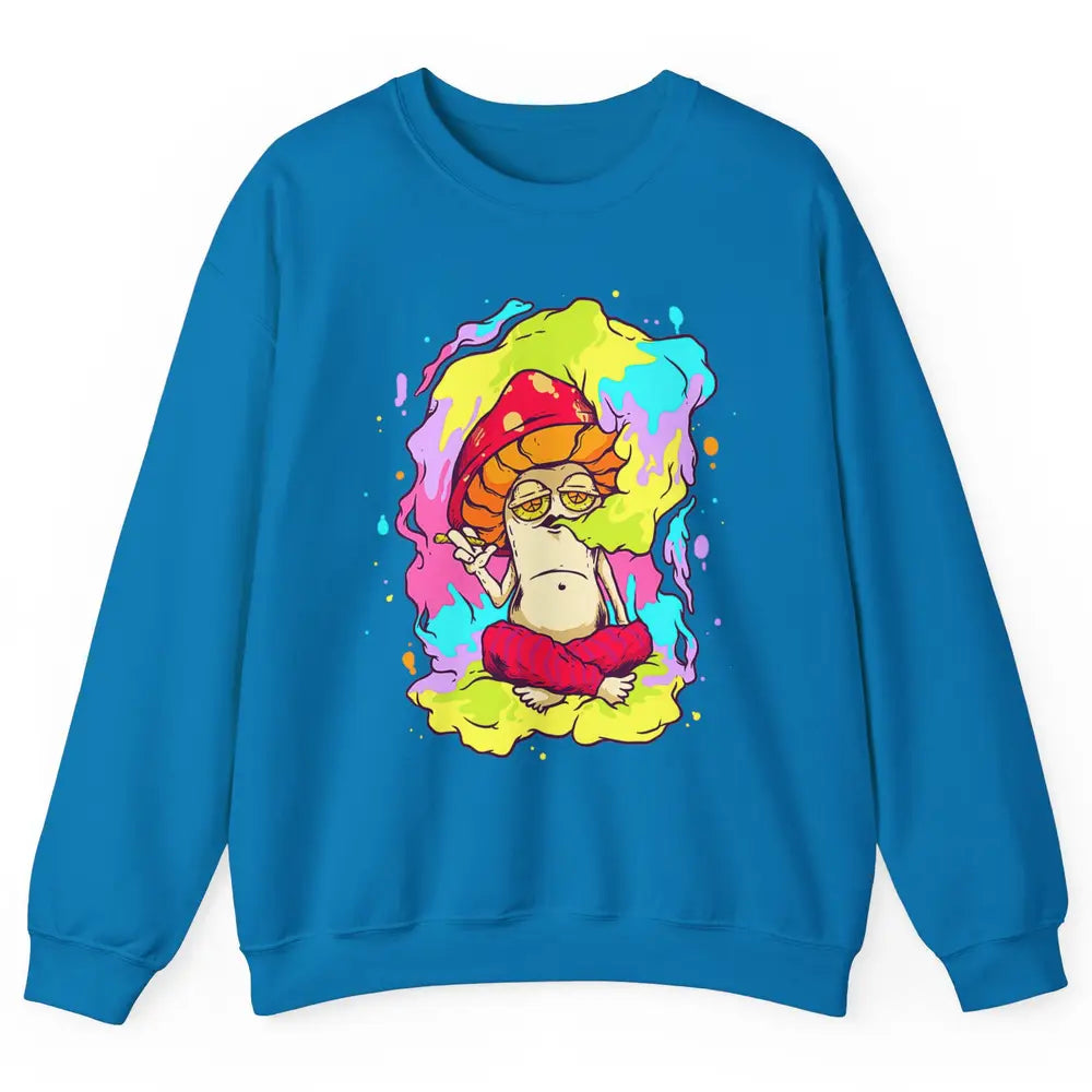 Stay Trippy Little Hippie Mushroom Cigarette Plant Retro 70s Unisex Crewneck Sweatshirt