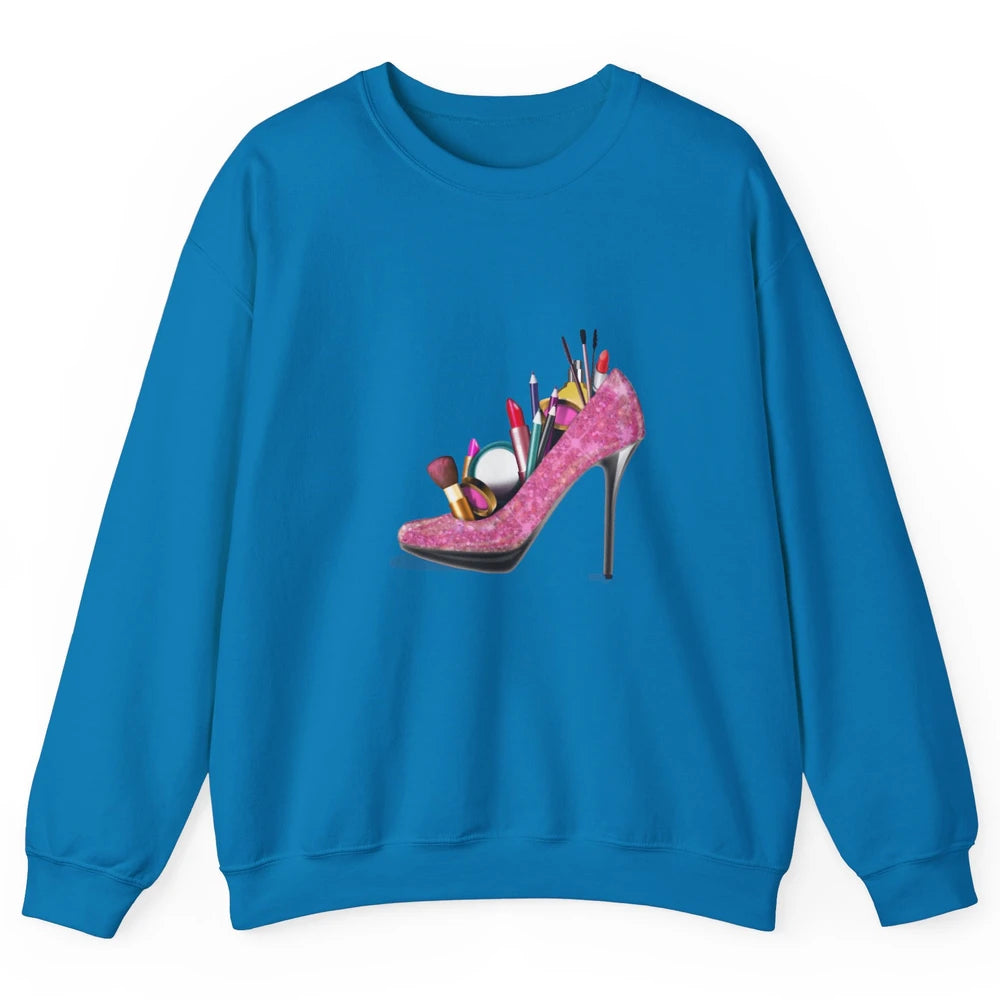 Woman High Heel Stilettos Makeup Artist Girly Lipstick Brush Unisex Crewneck Sweatshirt