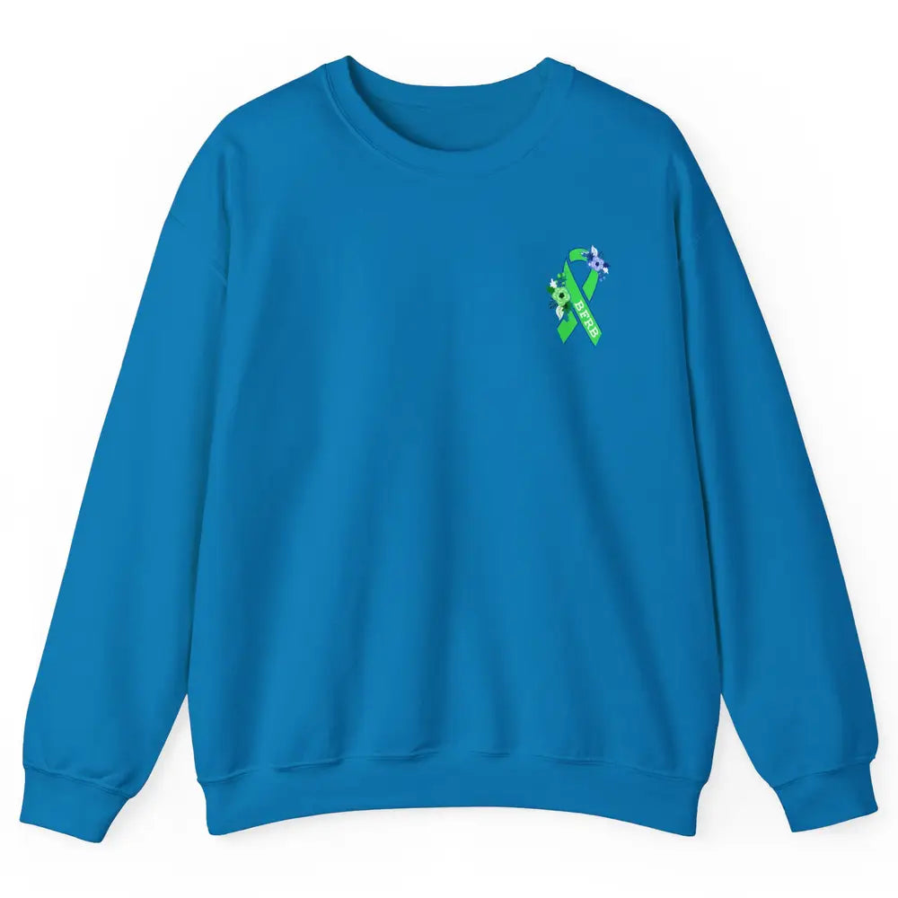 Body Focused Repetitive Disorder BFRB Floral Green Ribbon Unisex Crewneck Sweatshirt