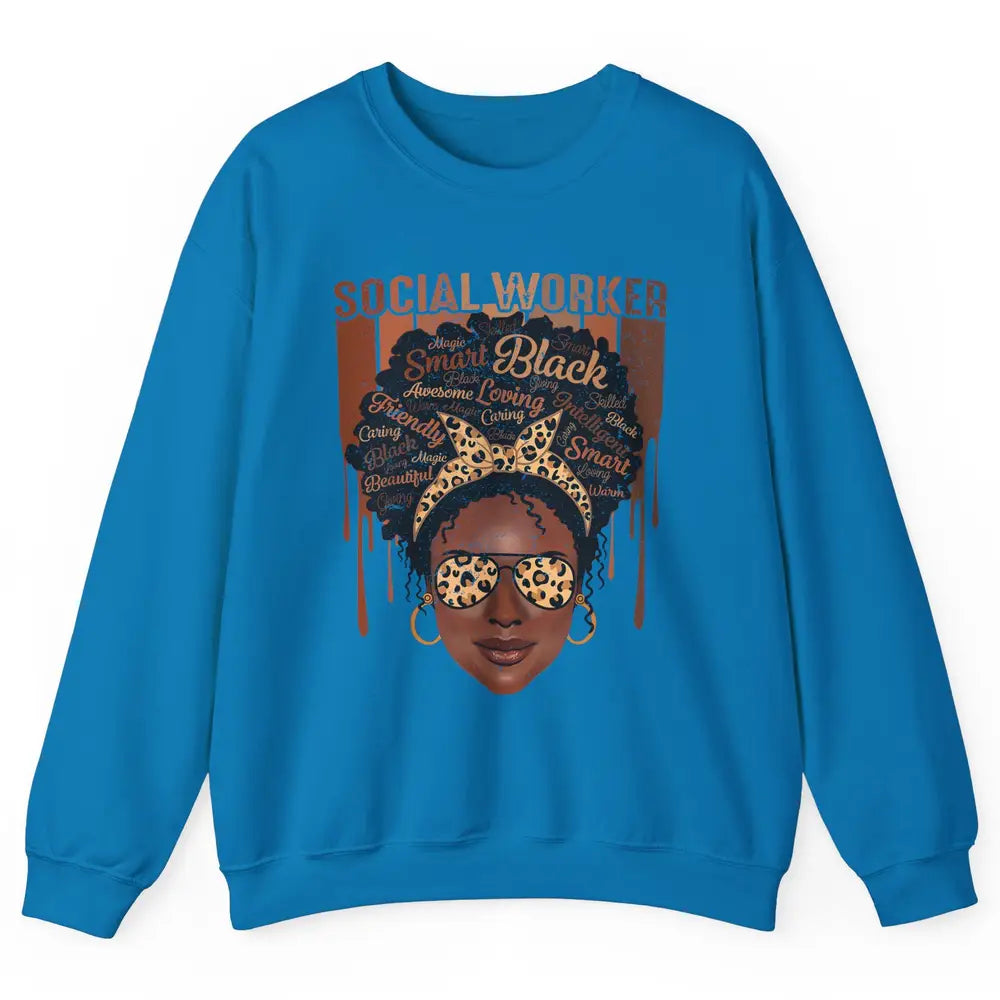 Social Worker Afro Messy Bun African American Social Work Unisex Crewneck Sweatshirt