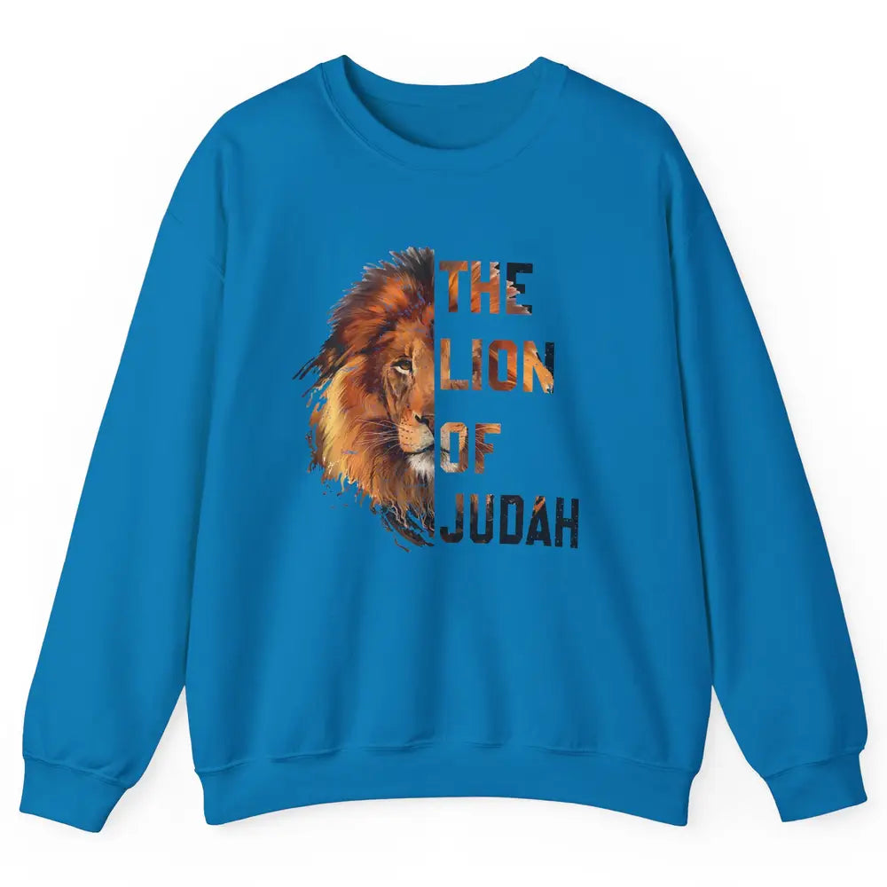 Yeshua Lion Of Judah Bible Verse Christian Faith Religious Unisex Crewneck Sweatshirt