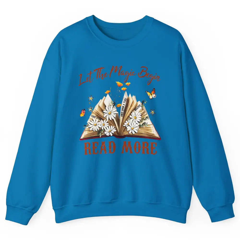 Aesthetic Read More Daisy Flowers Library Bookworm Butterfly Unisex Crewneck Sweatshirt