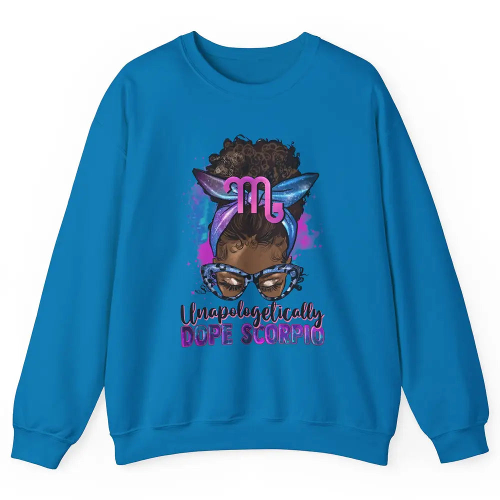 Afro Scorpio Queen Galaxy Horoscope Messy Hair Black Woman Unisex Crewneck Sweatshirt