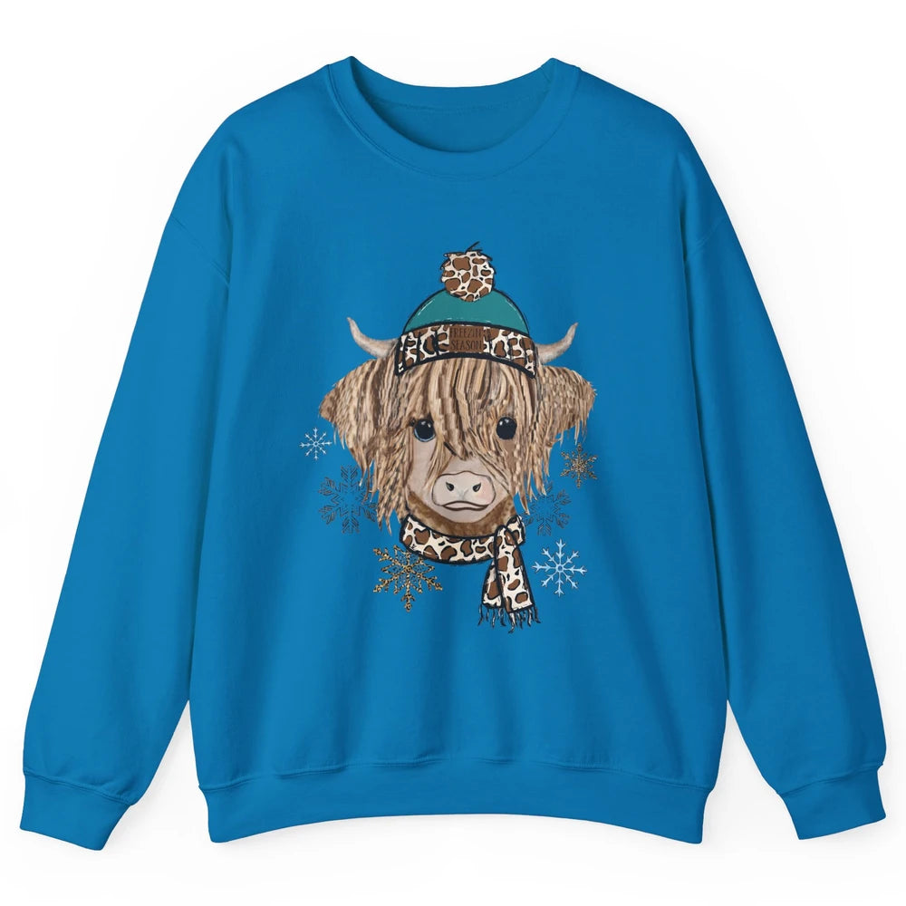 Baby Highland Cow I'm Freaking Freezing Christmas Winter Unisex Crewneck Sweatshirt