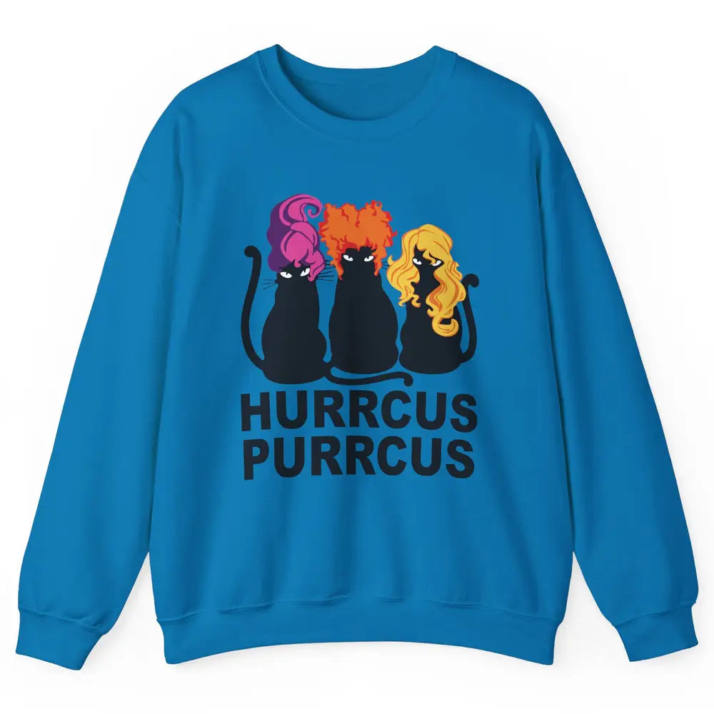 Black Cat Witch Hurrcus Purrcus Halloween Costume Cat Lovers Unisex Crewneck Sweatshirt