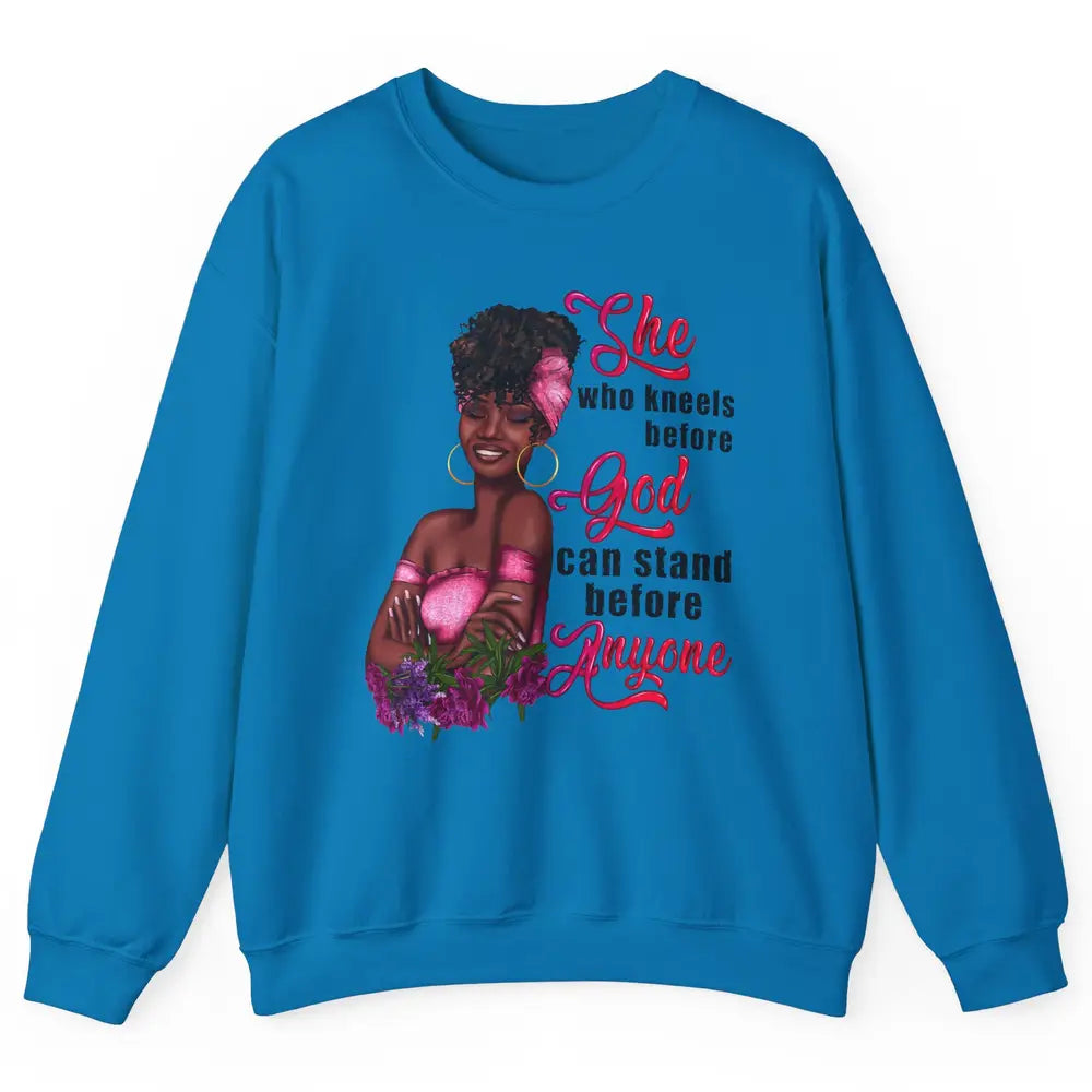 Black Girl She Who Kneels Before God Christian Afro Women Unisex Crewneck Sweatshirt