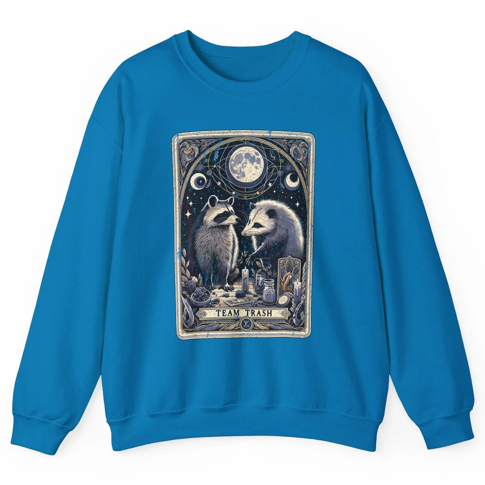 Team Trash Tarot Card Opossum Witchcraft Goth Possum Vintage Panda Raccoon Sarcastic Unisex Crewneck Sweatshirt