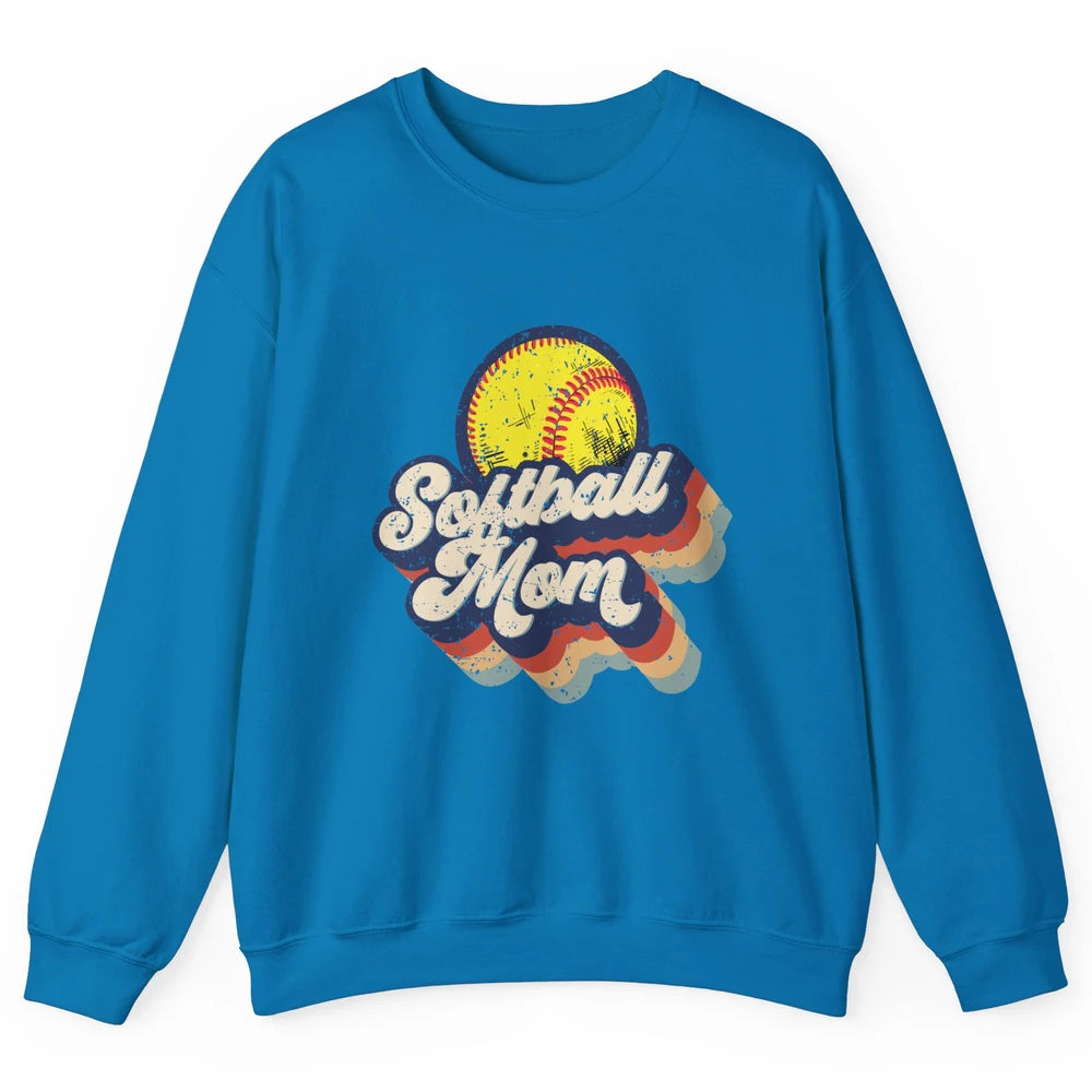 Retro Softball Mom Catcher Pitcher Mothers Softball Player Unisex Crewneck Sweatshirt