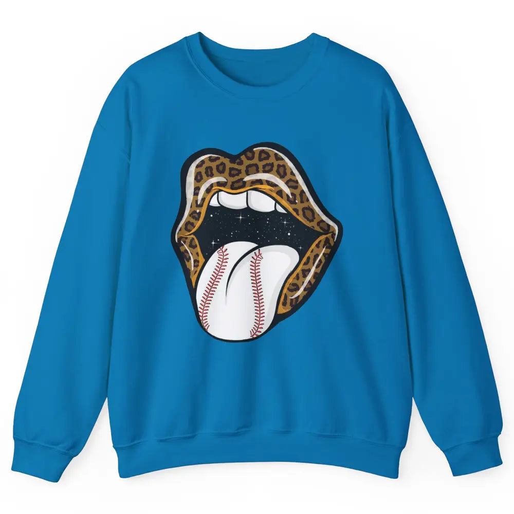 Baseball Lovers Leopard Lips Baseball Players Gift Unisex Crewneck Sweatshirt