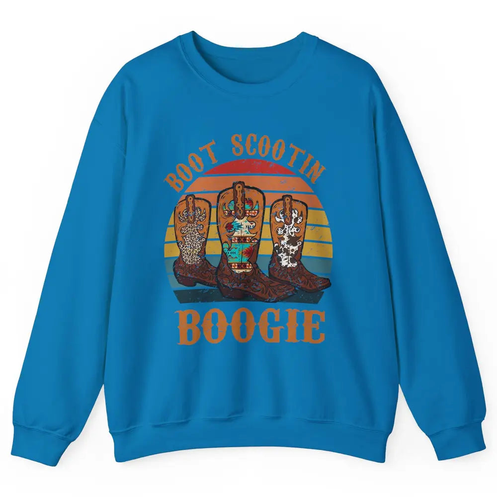 Vintage Cowboy Boots Scooting Boogie Western Country Cowgirl Unisex Crewneck Sweatshirt