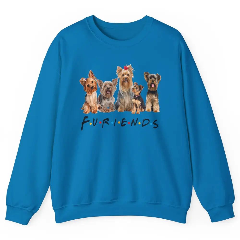 Funny Yorkie Furiends Merry Christmas Hat Yorkshire Terrier Unisex Crewneck Sweatshirt