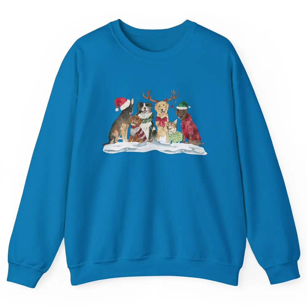 Funny Happy Howliday Corgi Golden Retriever Poodle Christmas Unisex Crewneck Sweatshirt