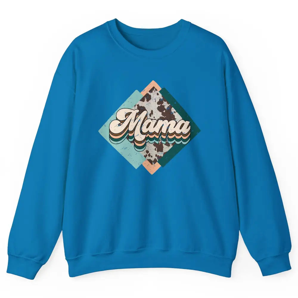 Western Country Boho Mama Cowhide Turquoise Western Mama Unisex Crewneck Sweatshirt