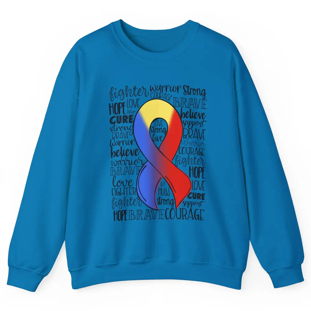 Thoracic Outlet Syndrome Awareness Blue Red Ribbon Hope Love Unisex Crewneck Sweatshirt