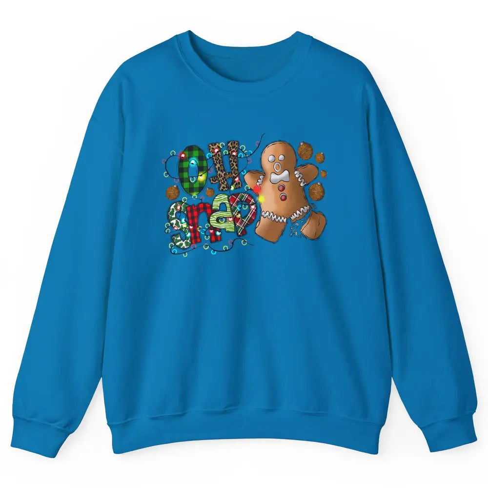 Funny Gingerbread Broken Oh Snap Western Christmas Leopard Unisex Crewneck Sweatshirt