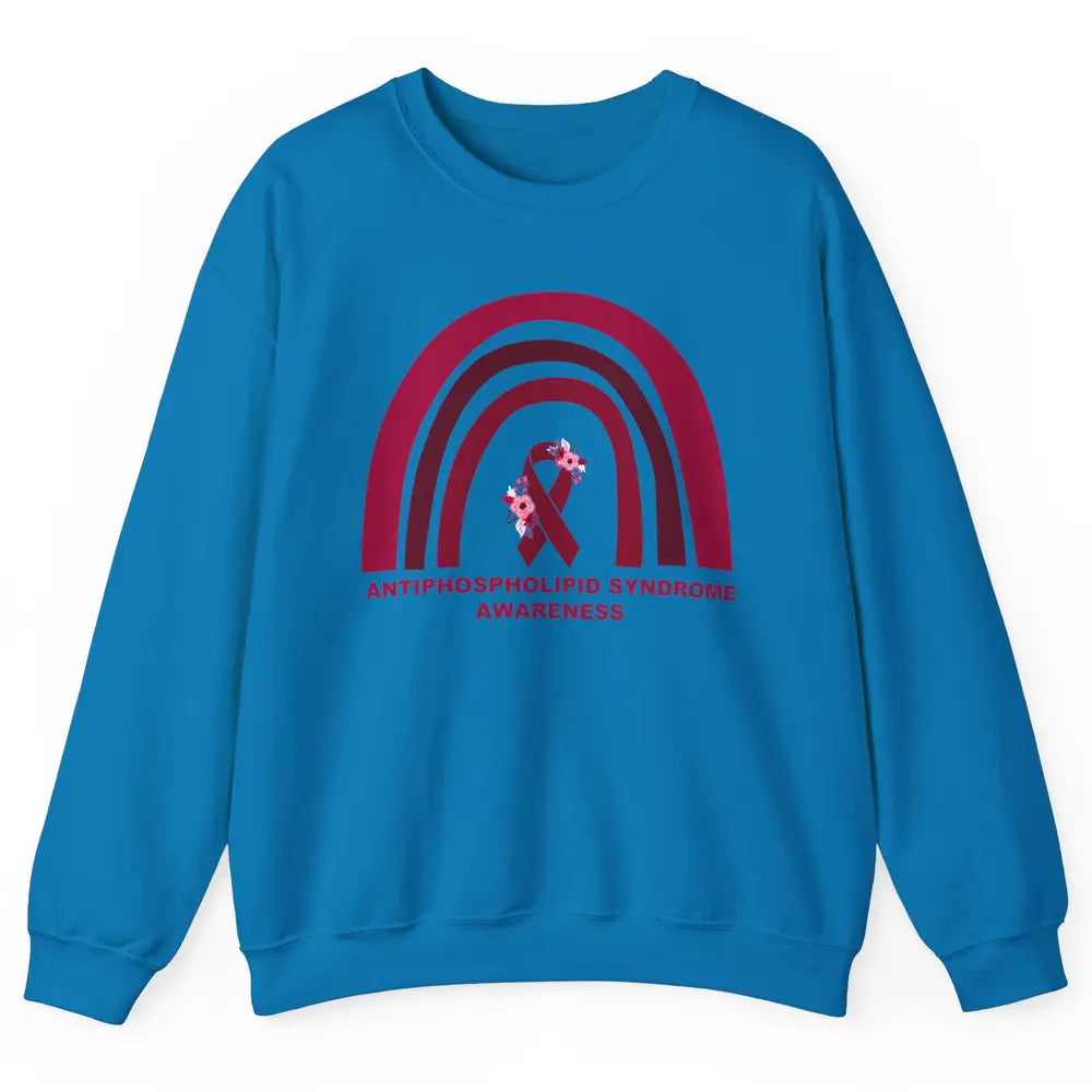 Antiphospholipid Syndrome Awareness APS Burgundy Rainbow Unisex Crewneck Sweatshirt