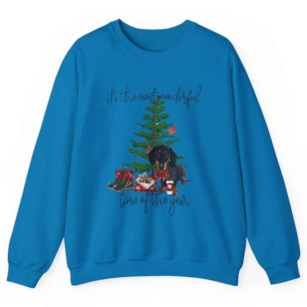 Dachshund Christmas Tree The Most Wonderful Time Of The Year Unisex Crewneck Sweatshirt