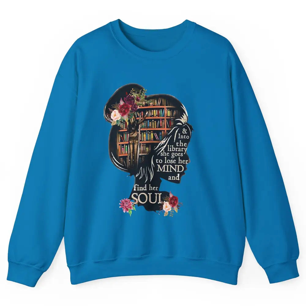 Bookish Into The Library She Goes Booknerd Reading Librarian Unisex Crewneck Sweatshirt