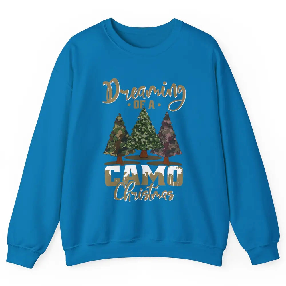 Christmas Tree Dreaming Of A Camo Christmas Veteran Gift Unisex Crewneck Sweatshirt