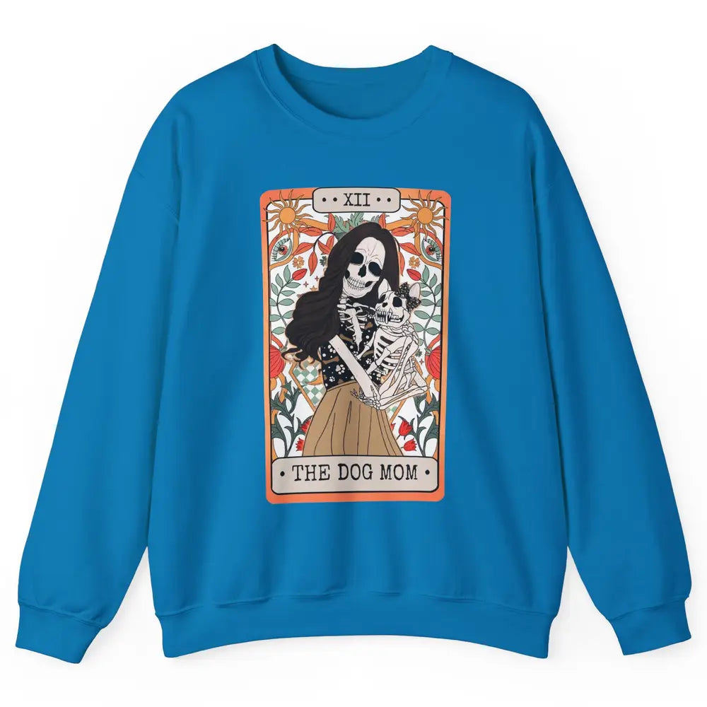 Retro Skeleton Tarot Card The Dog Mom Halloween Dog Lovers Unisex Crewneck Sweatshirt