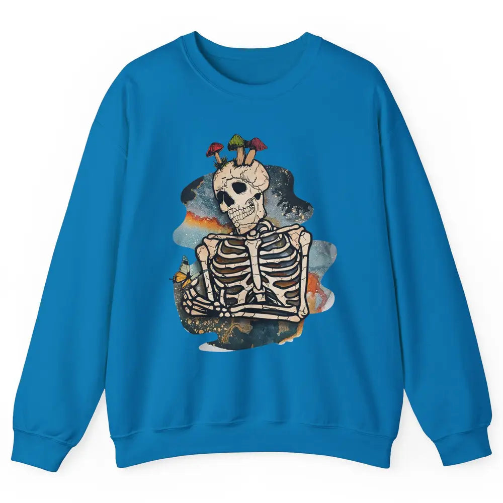 Vintage Skeleton Bundle Mushroom Plant Lovers Gardeners Gift Unisex Crewneck Sweatshirt